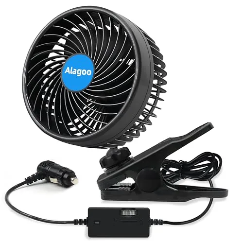 Alagoo 6-Inch 12V Clip Car Fan with 8.2ft Cable