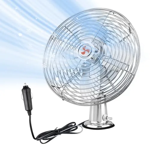 CRAFTZONE 12V 9-Inch Metal Clip-On Vehicle Fan