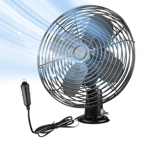 CRAFTZONE 12V 9-Inch Metal Clip-On Fan Two-Speed