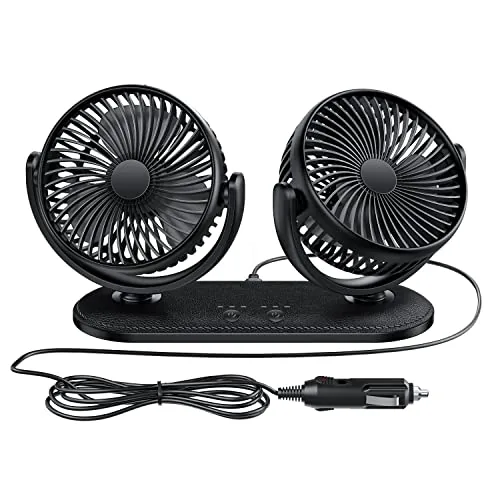 TriPole Dual-Head 12V/24V Car Fan 3-Speed