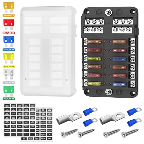 DaierTek 12-Way Fuse Block with LED Fault Indicators