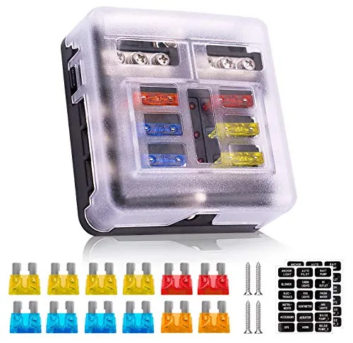 Tigwin 6-Way 12V/24V Fuse Block with LED Indicators