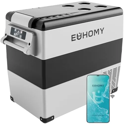 EUHOMY 55L Dual-Zone 12V Fridge with App Control