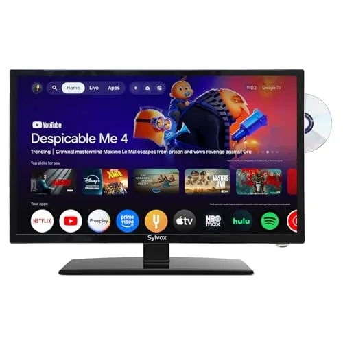 SYLVOX 27in 12V RV TV with Google TV and DVD Player