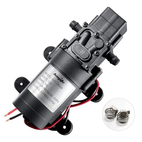bayite 12V Diaphragm Pump 80 PSI Self-Priming 1.2 GPM