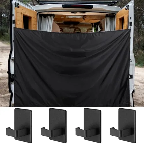Fanfanwin 7x6ft Black Van Rear Door Privacy Curtain