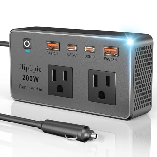 HipEpic 200W Car Inverter 6-Port with Fast Charging