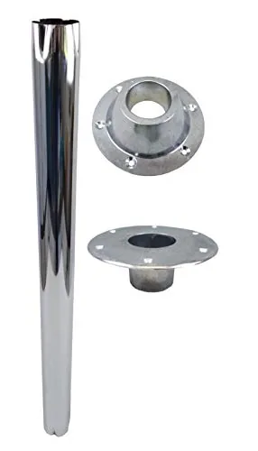 Heng's 31.5in Chrome RV Table Leg Kit with Dual Bases