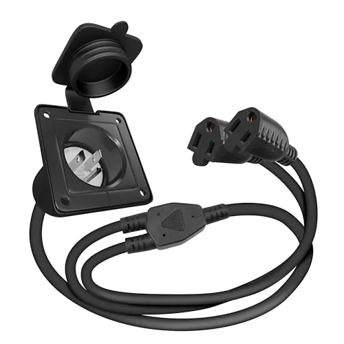 Veepeak 15A Shore Power Inlet NEMA 5-15P Dual-Cord