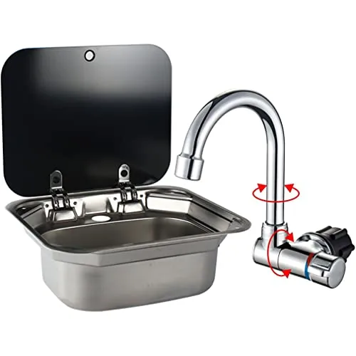 EZEXPREZE RV Stainless Steel Sink with Folding Faucet