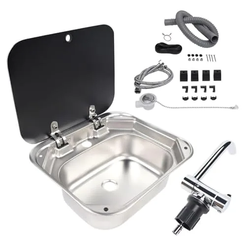 Kunghei 15x17 RV Undermount Sink with Folding Faucet