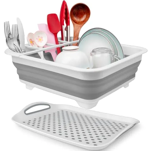 Seropy Collapsible Over-Sink Dish Rack with Drainboard