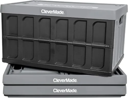 CleverMade 62L Collapsible Storage Bins with Lids 3-Pack