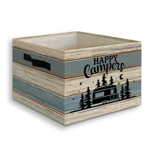 JUIOEIU Farmhouse Camping Collapsible Storage Basket with Handles
