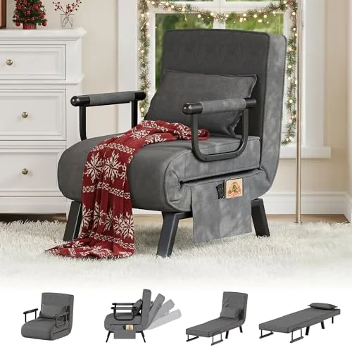TYBOATLE 5-in-1 Convertible Sleeper Chair Dark Grey