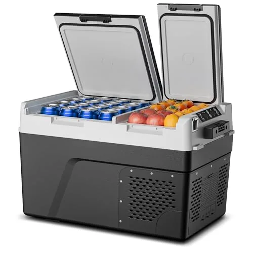 Feelfunn 40QT Dual-Zone 12V Portable Fridge Freezer
