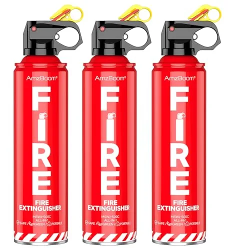 AmzBoom 3-Pack Aerosol Fire Extinguisher A B C K Rated