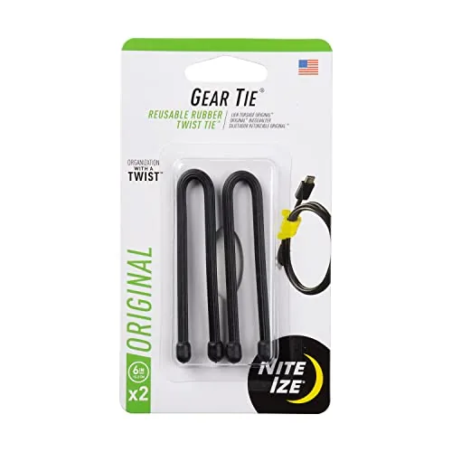 Nite Ize Gear Tie 6-Inch Reusable Rubber Twist Tie 2-Pack