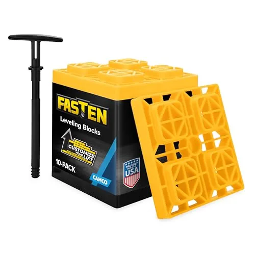 Camco FasTen RV Leveling Blocks 10-Pack Interlocking