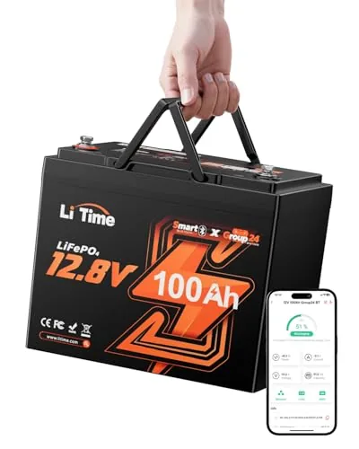 LiTime 12V 100Ah LiFePO4 Bluetooth Group 24 Battery