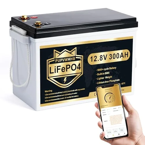 PUPVWMHB 12V 300Ah LiFePO4 Battery with Bluetooth BMS