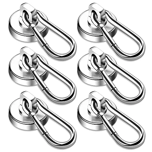 DIYMAG 70LB Neodymium Magnetic Hooks with Swivel Carabiner