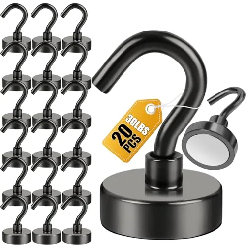 DIYMAG Neodymium Magnetic Hooks 20-Pack Heavy Duty