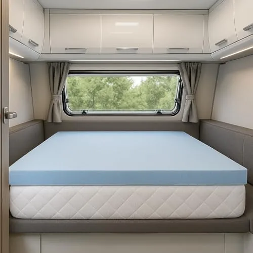 Lounj RV Gel Memory Foam Topper Queen Short 60x75