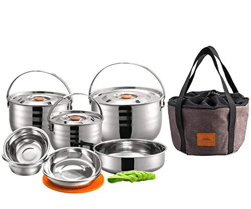 CampingMoon MC240 16pc Stainless Steel Nesting Cook Set