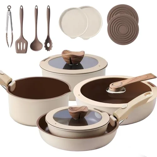 Filbee 17-Piece Stackable RV Cookware with Detachable Handle
