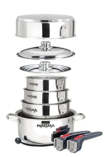 Magma 10-Piece Nesting SS Cookware Set Removable Handles