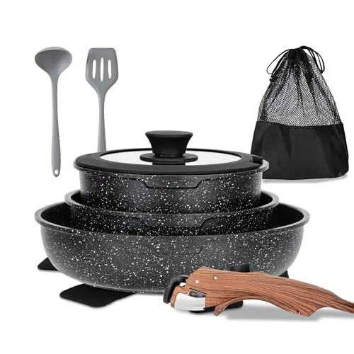 MAISON ARTS 10-Piece Detachable Handle Stackable Cookware Set