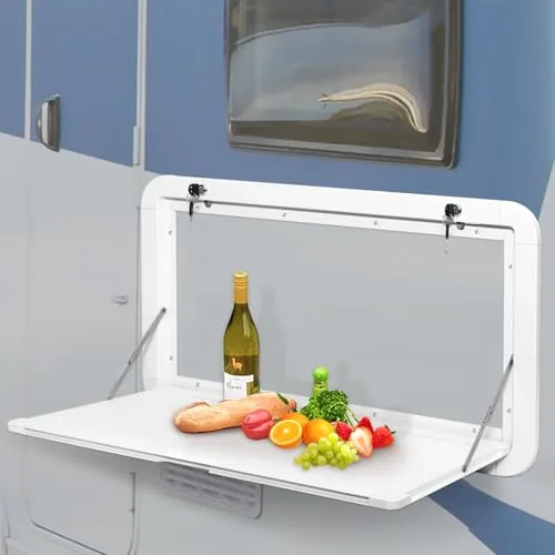 HWHongRV Foldable Aluminum Wall-Mount RV Table 23x16in