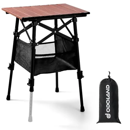 Odoland Folding Camp Table Adjustable Height 15-22in