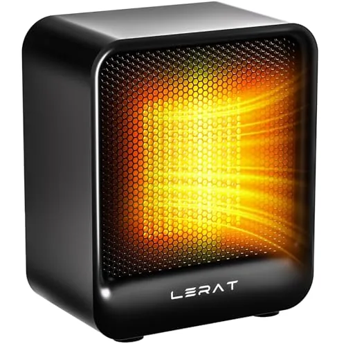 Lerat 500W Mini Ceramic Desk Heater with Safety Cutoff