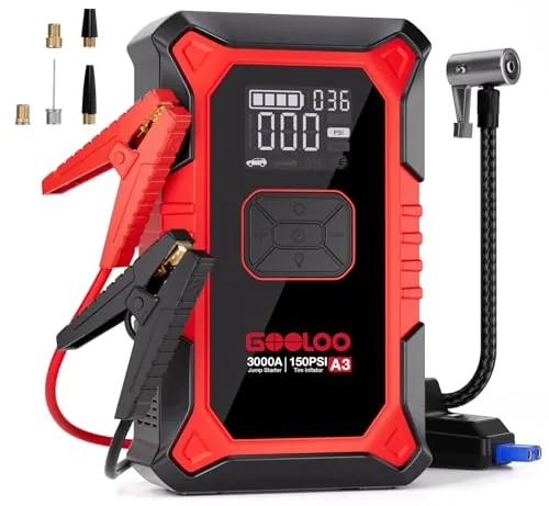 GOOLOO A3 Jump Starter with Air Compressor 3000A