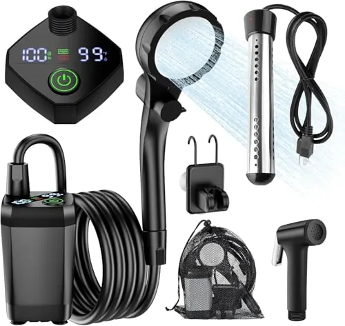 InkTrail Portable Camping Shower with Heater 6000mAh