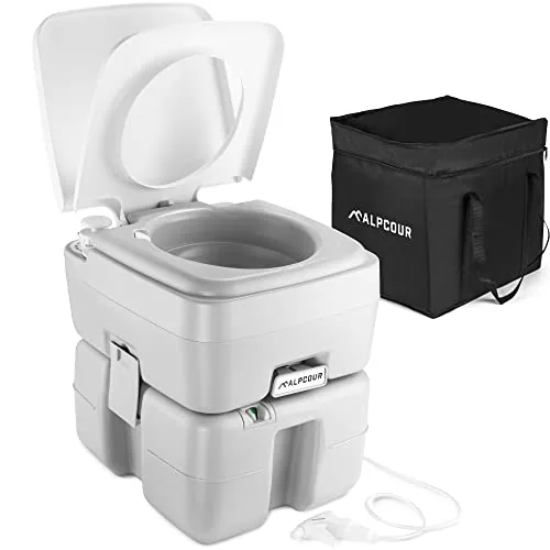 Alpcour Portable Toilet 6-Gal Tank with Piston Flush