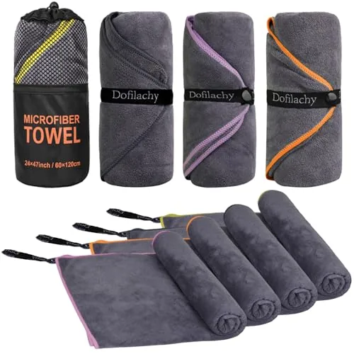 Dofilachy 4-Pack Microfiber Camping Towels 24x48in