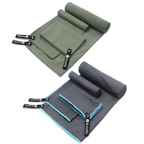 Eunzel 6-Piece Microfiber Camping Towel Set 2-Pack