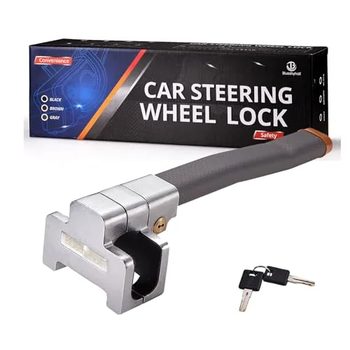 Blueshyhall Steel Steering Wheel Lock Grey Universal Fit