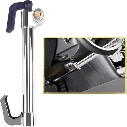 Tevlaphee Dual-Hook Steering Wheel and Brake Pedal Lock