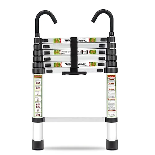 RIKADE Telescopic Ladder 6.5ft Dual-Hook Aluminum