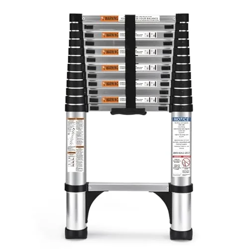 SocTone 12.5 FT Telescoping Ladder with Triangle Stabilizers