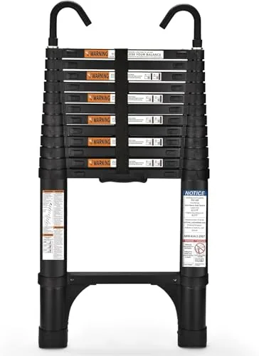 SocTone 12.5FT Telescoping Ladder with Triangle Stabilizers