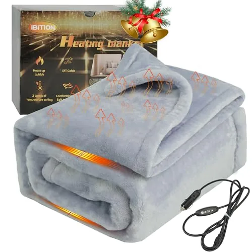 IBITION 12V Car Heated Blanket 40x55 with 3-Level Control