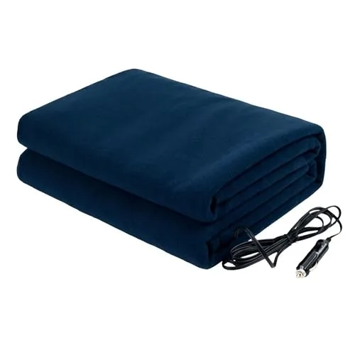 Stalwart 12V Heated Car Blanket 59x43in Navy