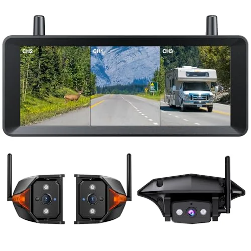 AUTO-VOX Wireless RV Backup Camera Triple Split 7.2in