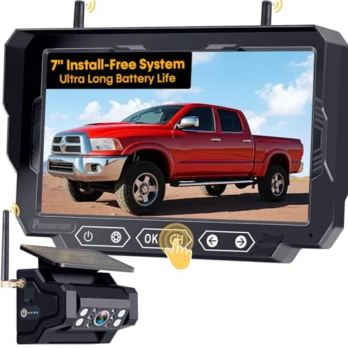 Pemacom 1080P Wireless Backup Camera with Solar Battery