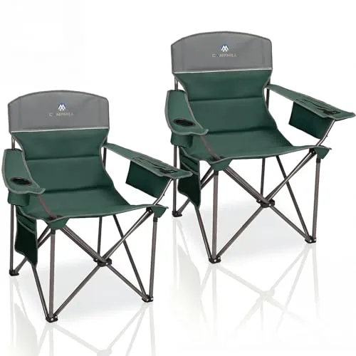 CAMPHILL Oversized Camping Chairs 2-Pack 400LB Padded
